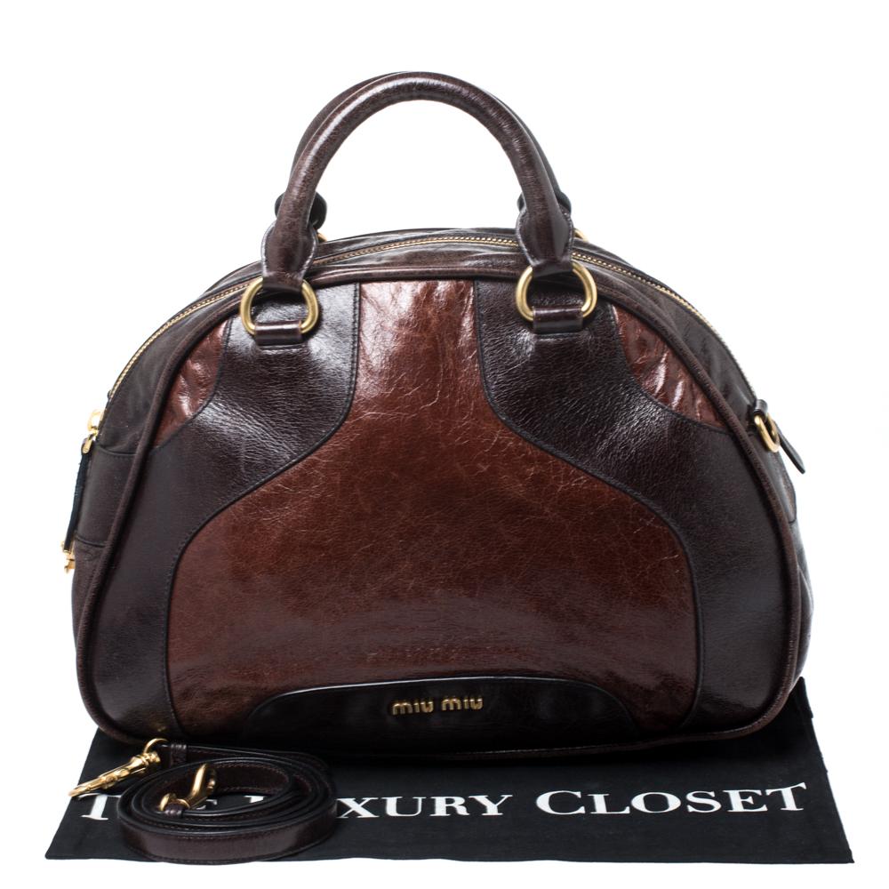 Miu Miu Brown Leather Bowler Bag 3