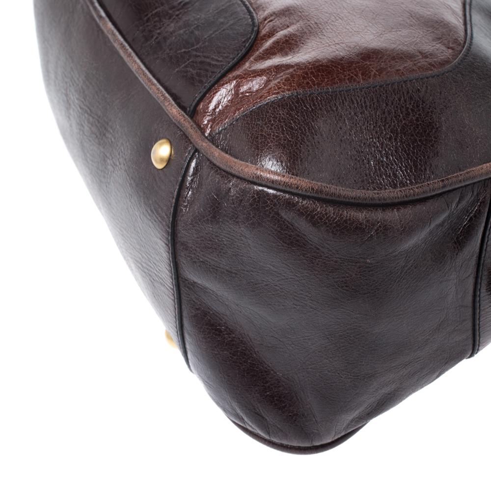 Black Miu Miu Brown Leather Bowler Bag