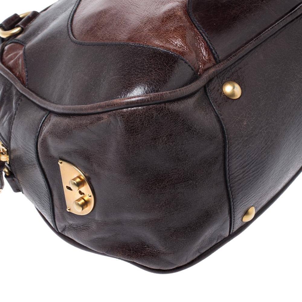 Miu Miu Brown Leather Bowler Bag In Good Condition In Dubai, Al Qouz 2