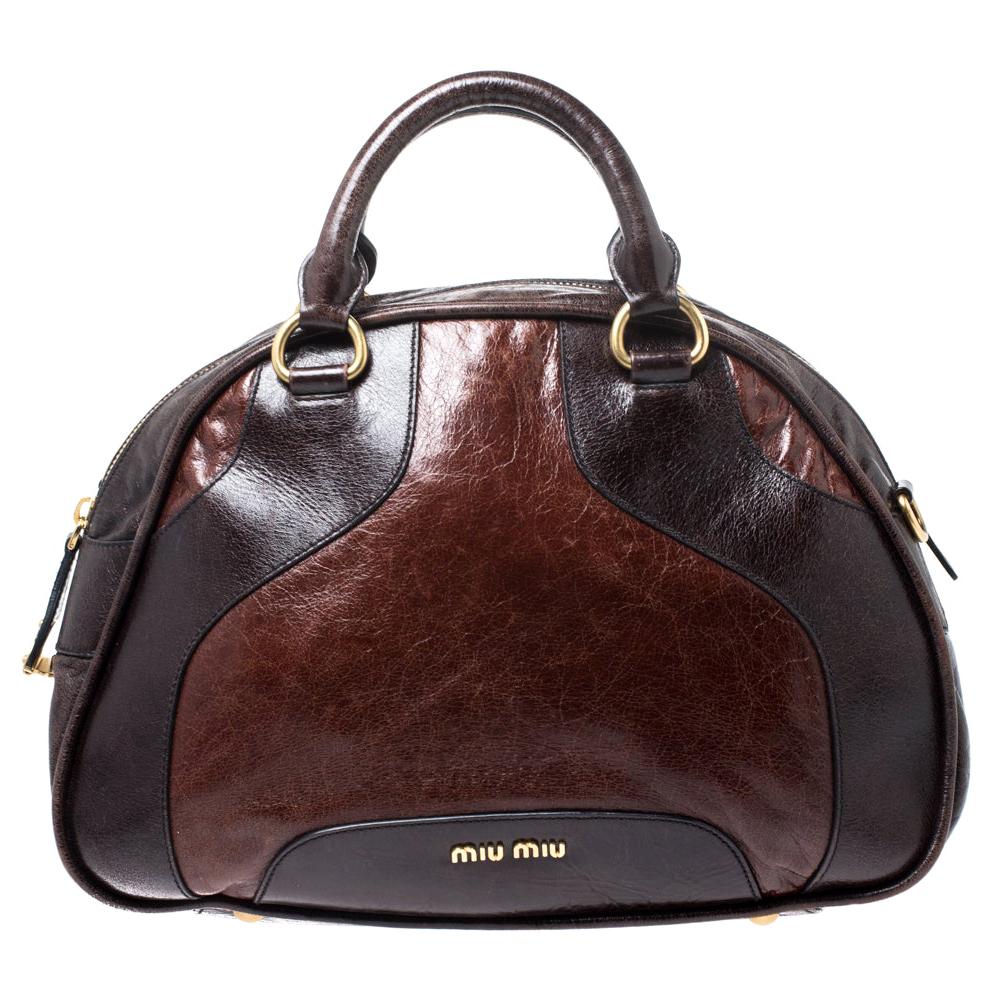 Miu Miu Brown Leather Bowler Bag