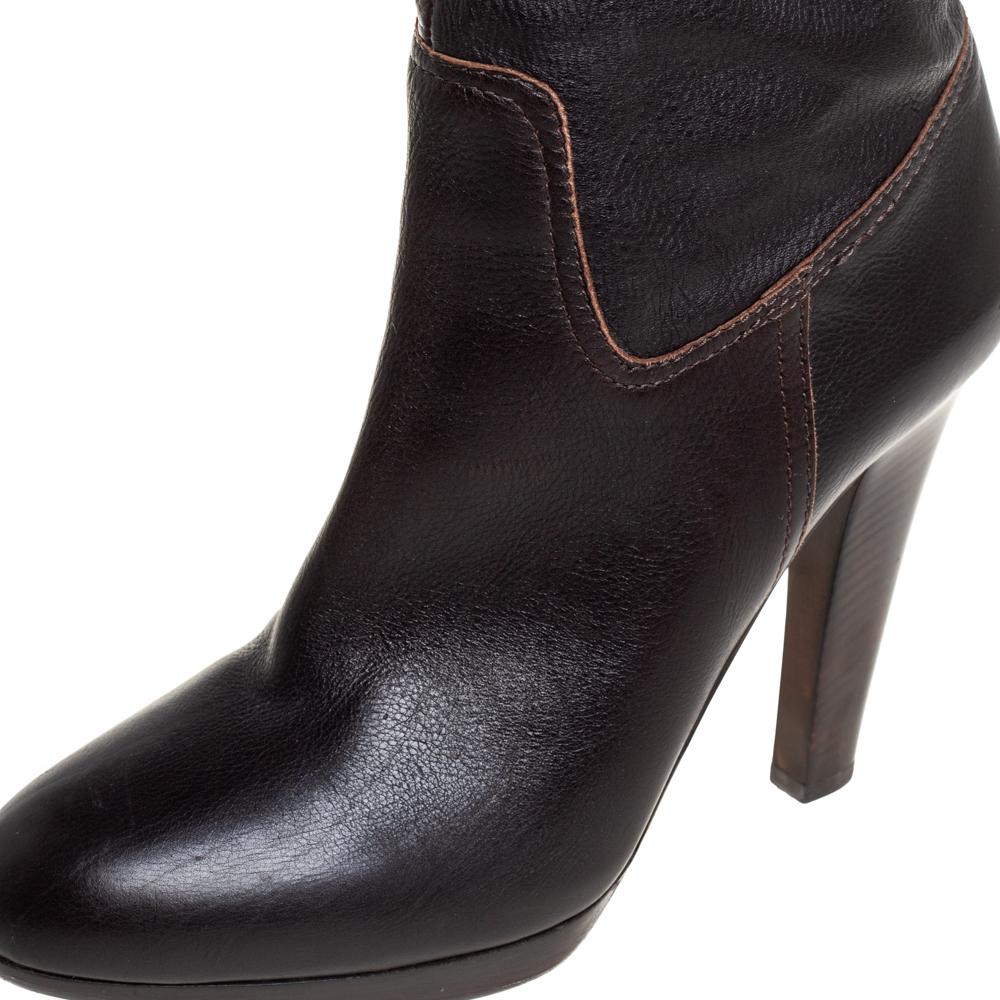 Miu Miu Braun Leder Kniehohe Stiefel Größe 37.5 1