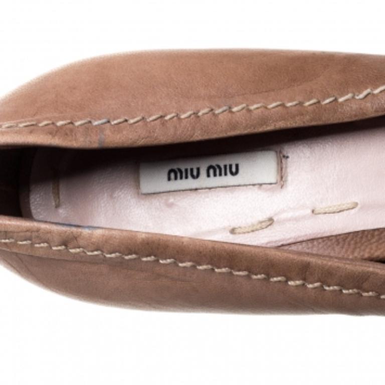 Miu Miu Brown Leather Platform Pumps Size 38 For Sale 1