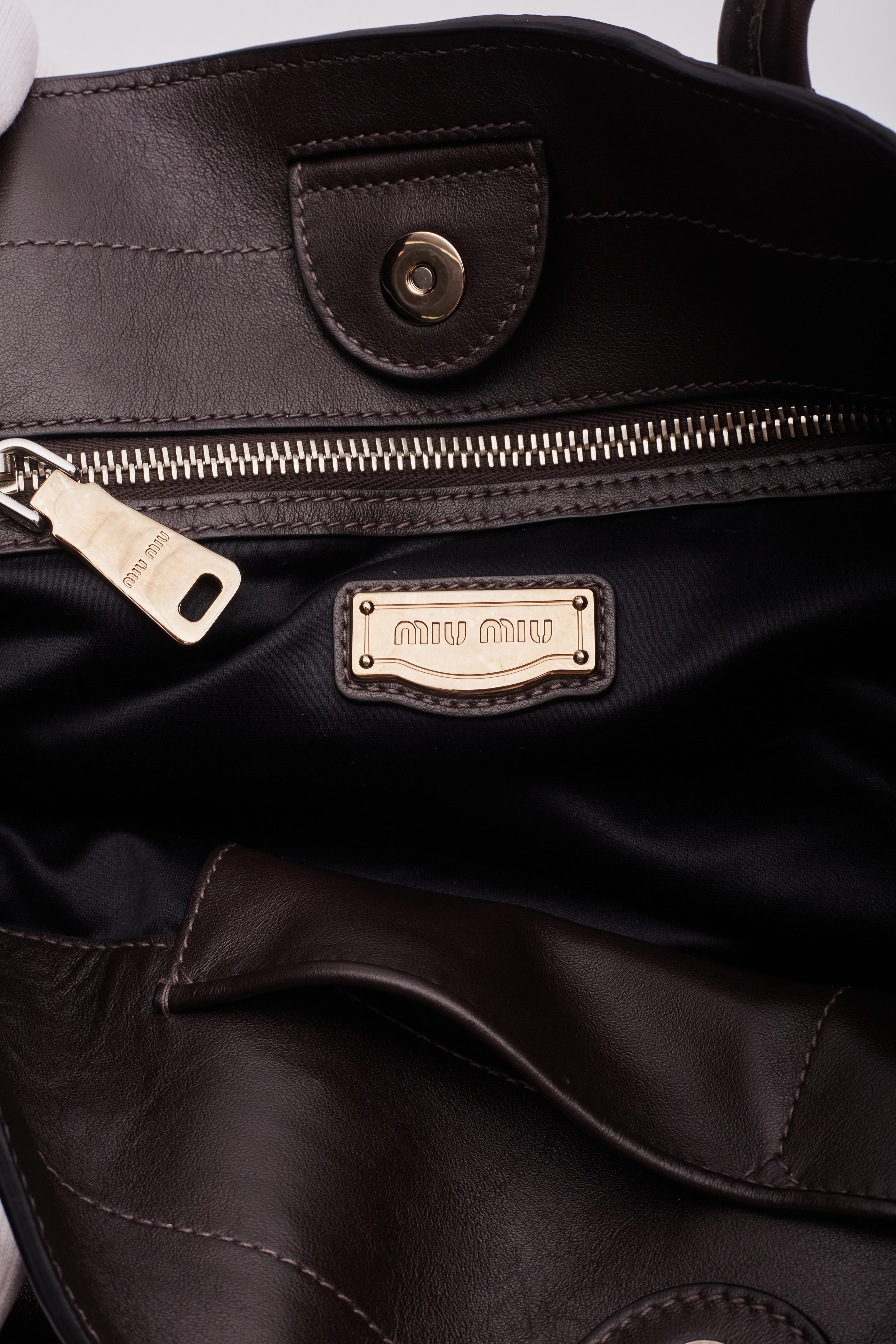 Miu Miu Brown Leather Shopper Tote Bag 5