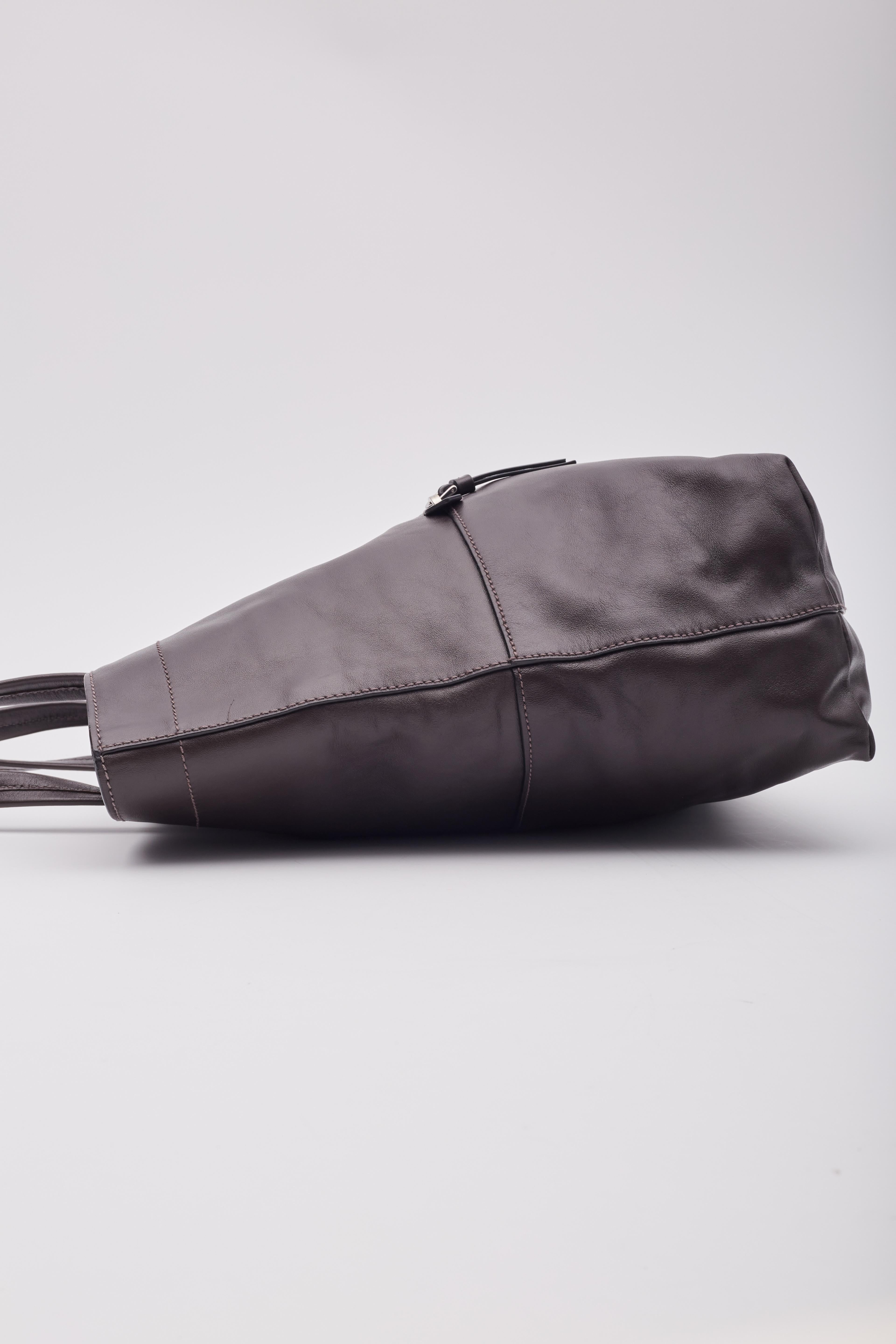 Miu Miu Brown Leather Shopper Tote Bag 1