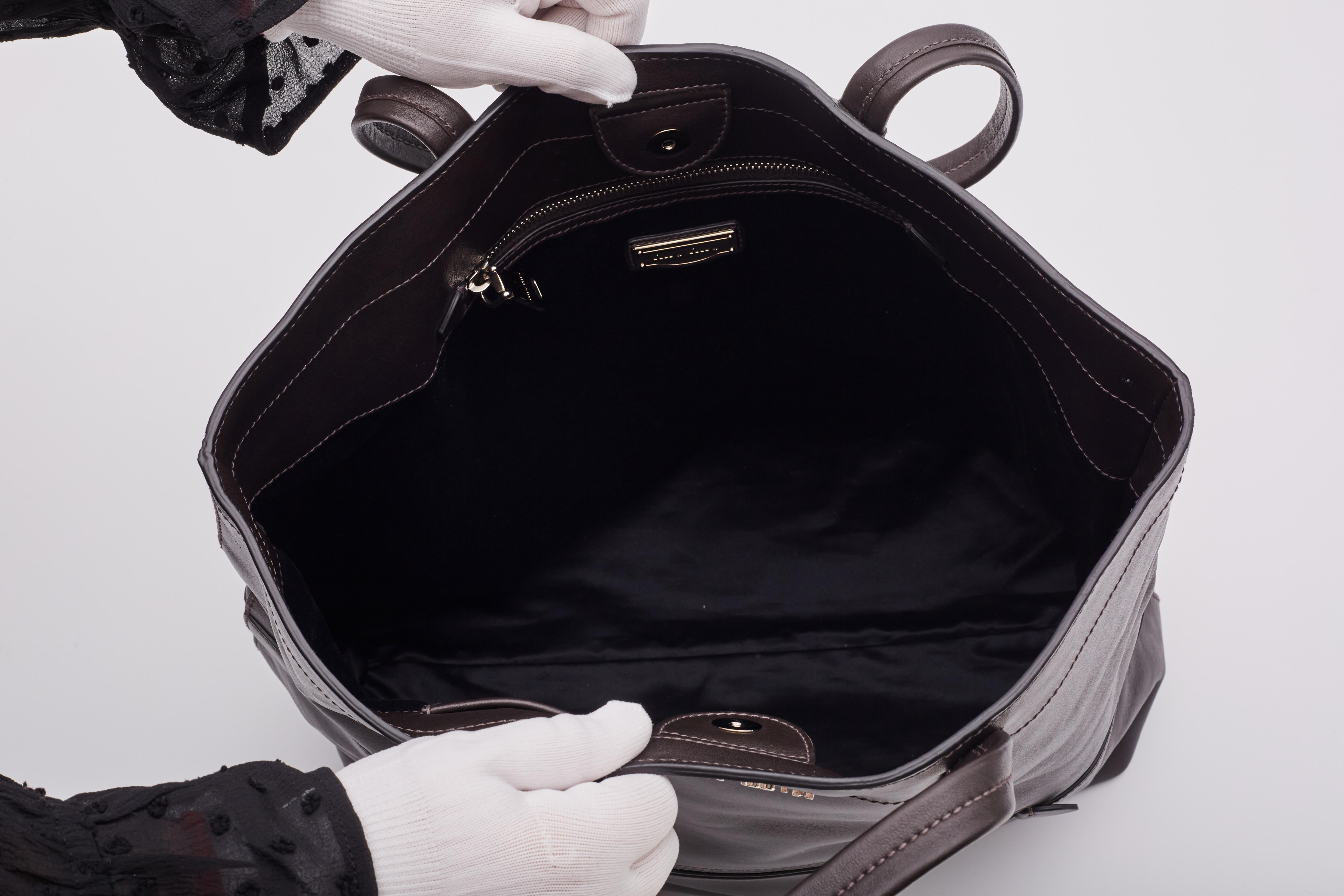 Miu Miu Brown Leather Shopper Tote Bag 4