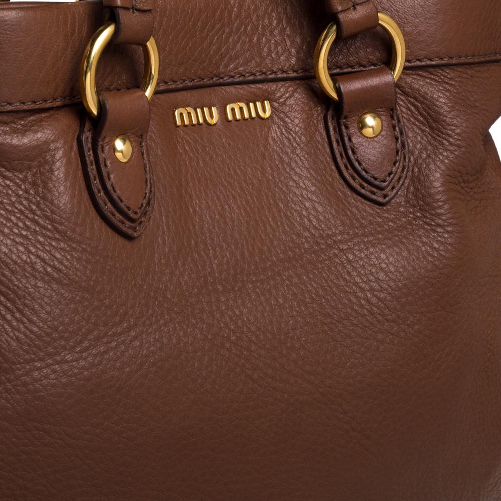 Miu Miu Brown Leather Shopper Tote 3