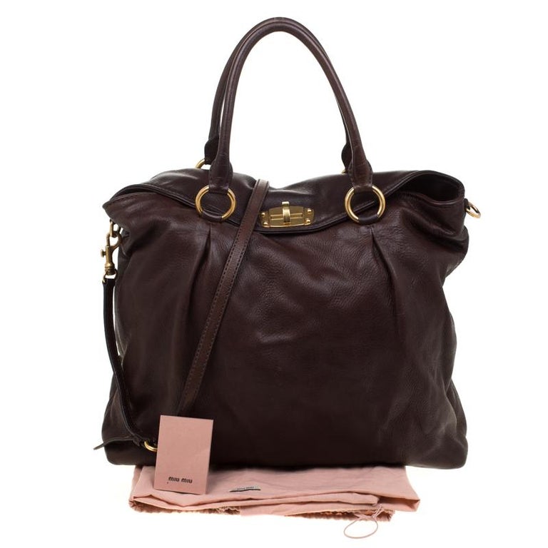 Miu Miu Brown Leather Shopping Tote For Sale at 1stDibs