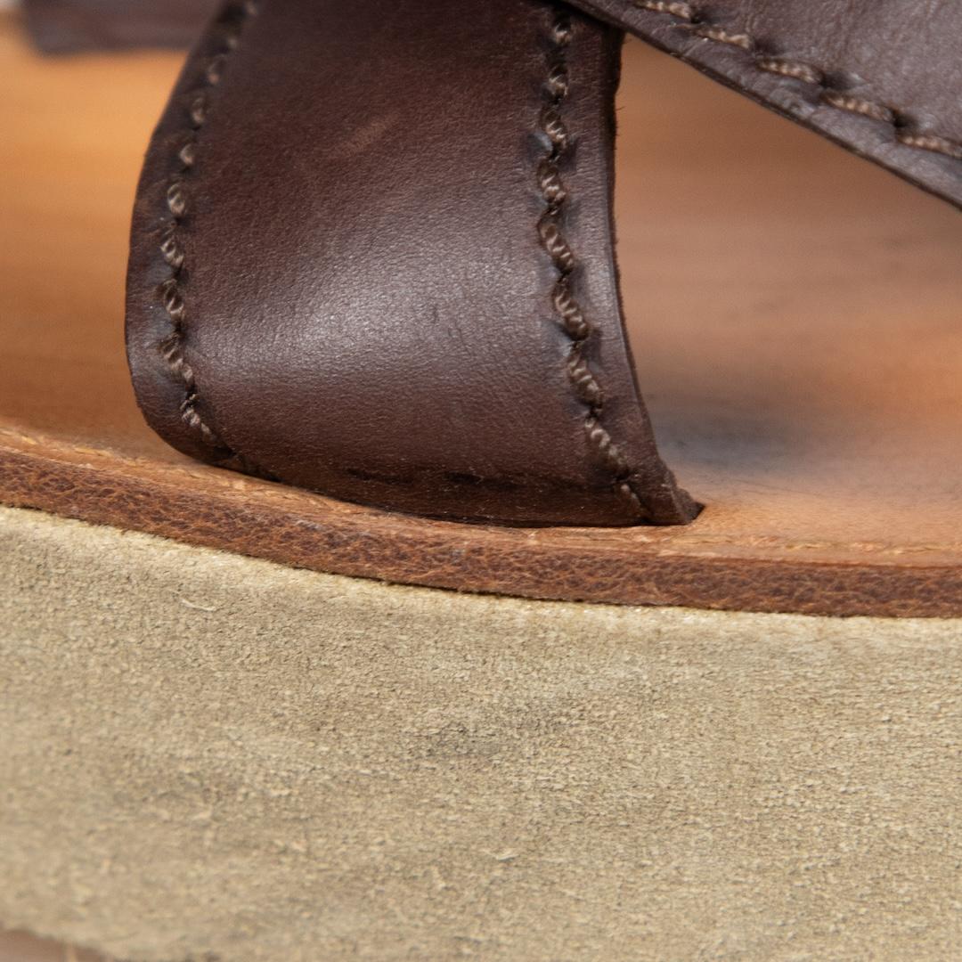Miu Miu Brown Leather & Suede Wedge Sandals Size IT 37 1