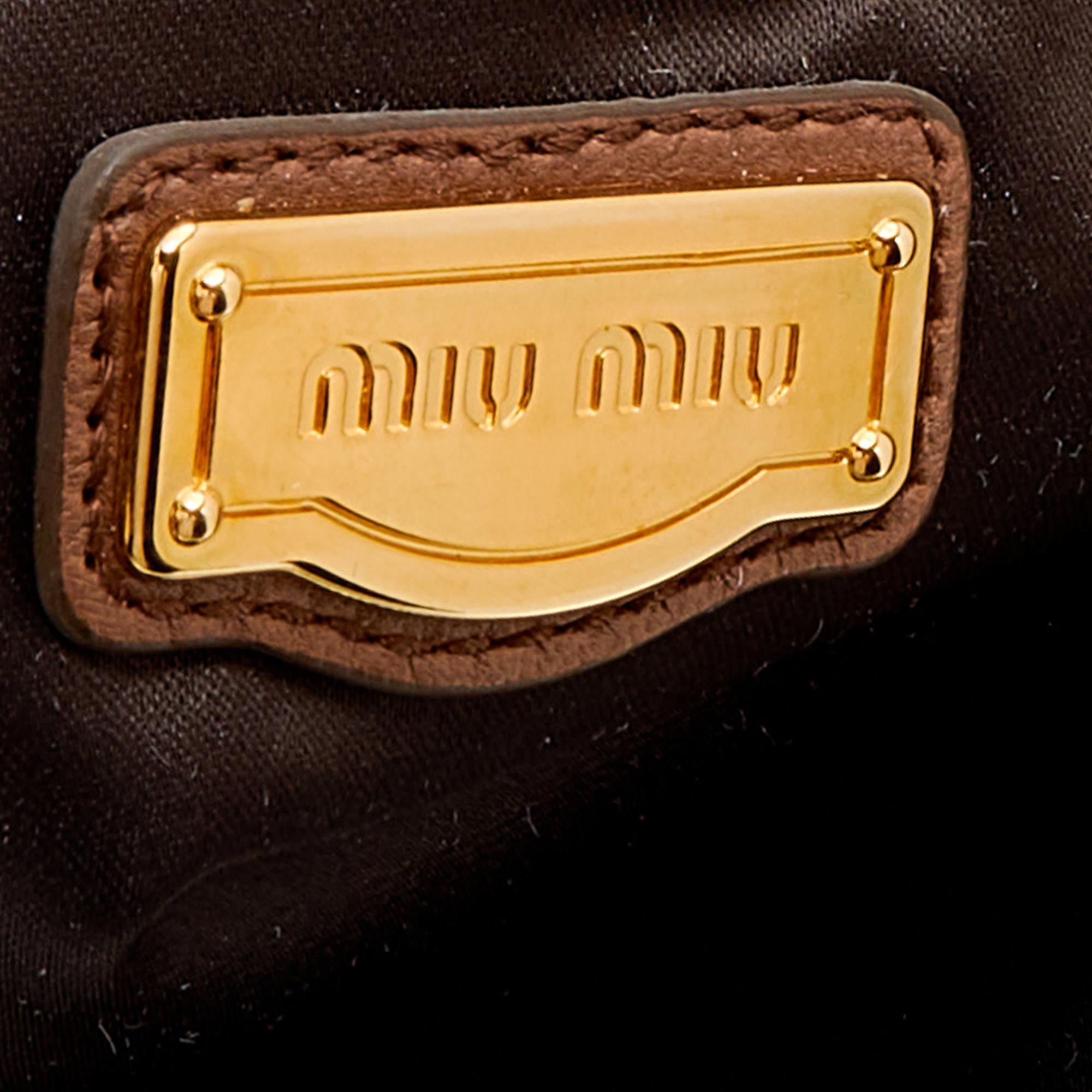Miu Miu Brown Leather Zip Satchel 2