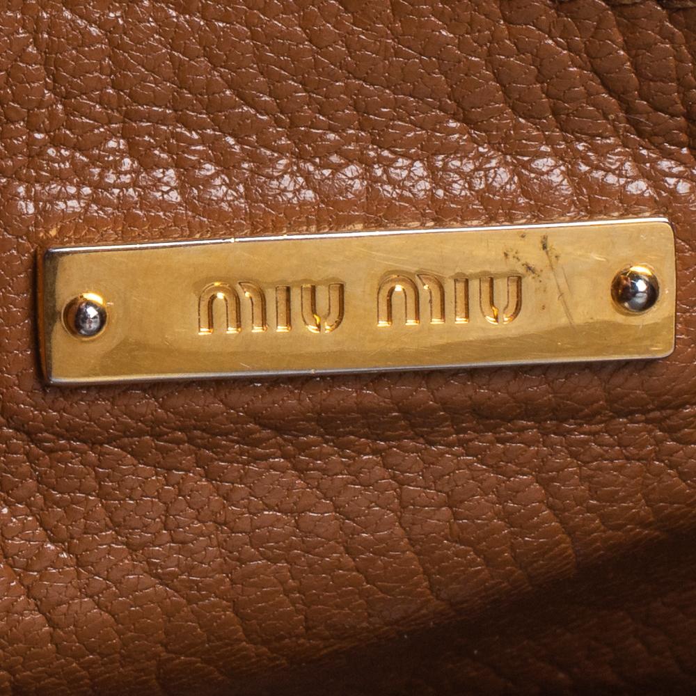 Women's Miu Miu Brown Madras Leather Shopping Tote