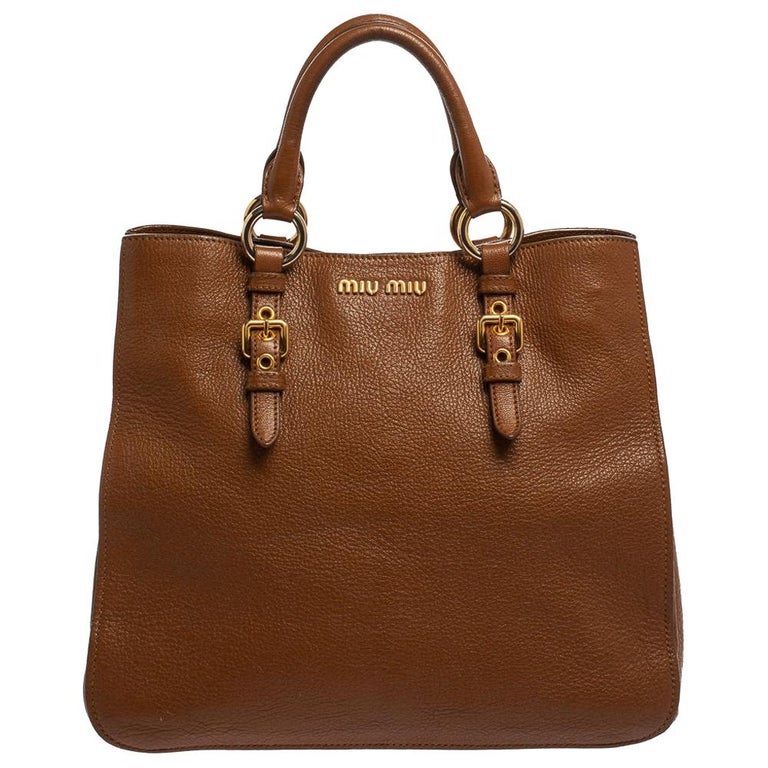 Miu Miu Brown Leather Tote Handbag