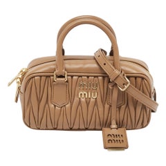 Miu Miu Brown matelassé Leather Arcadie Satchel