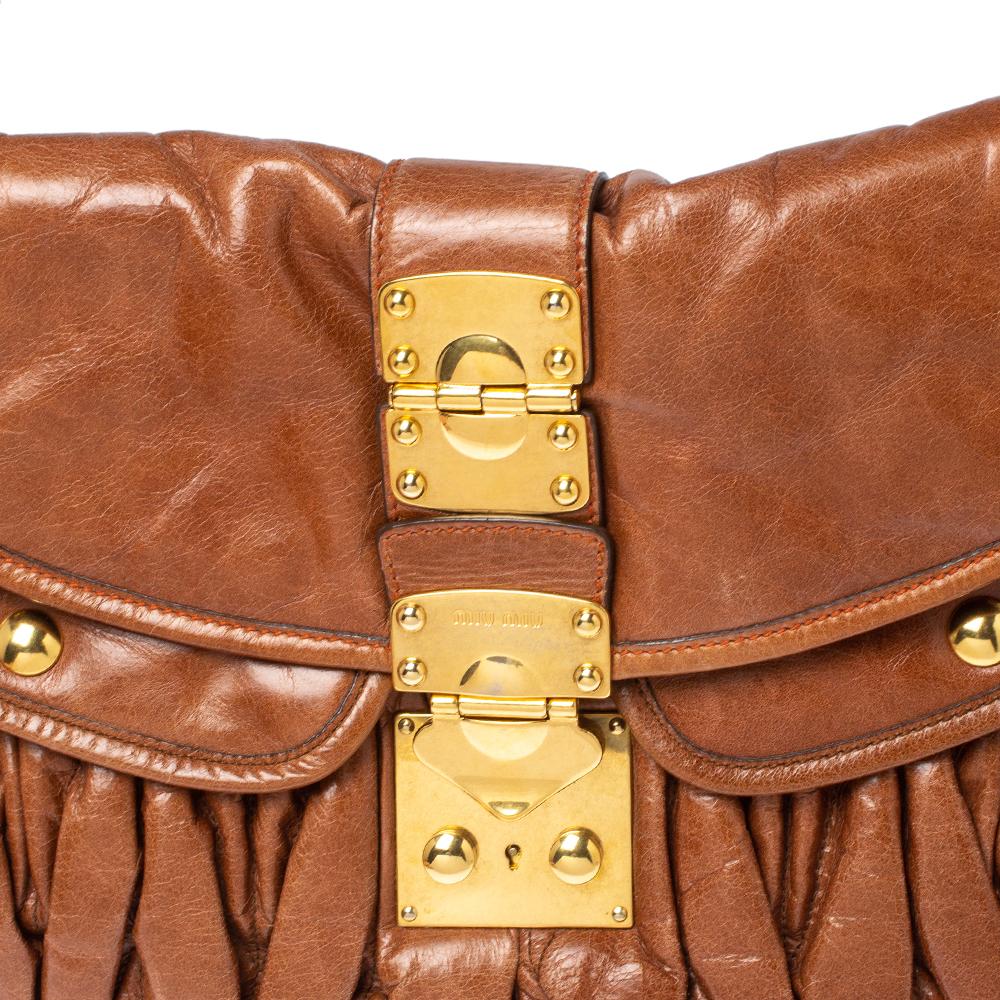 Miu Miu Brown Matelasse Leather Coffer Bag 3