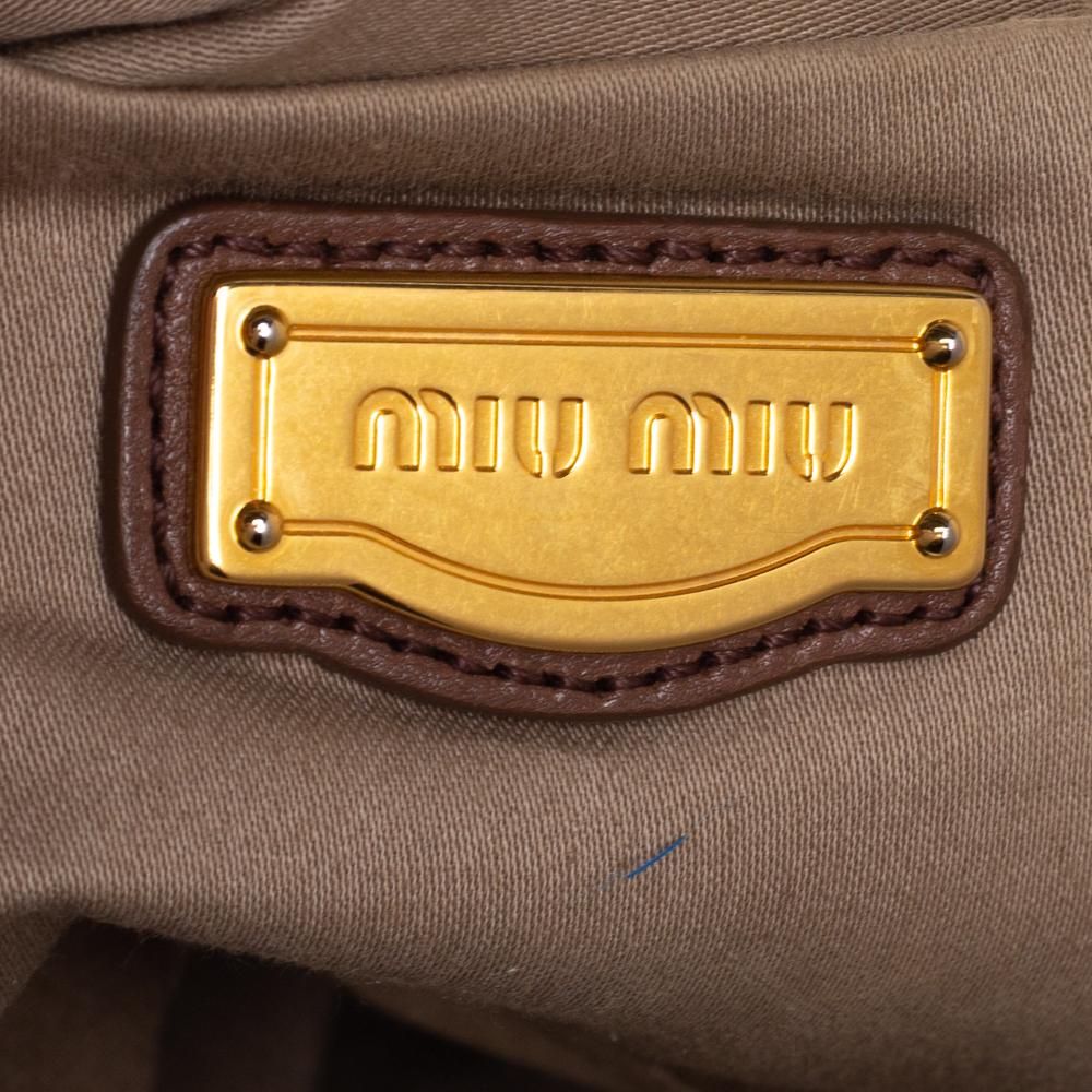 Miu Miu Brown Matelasse Leather Coffer Hobo In Good Condition In Dubai, Al Qouz 2