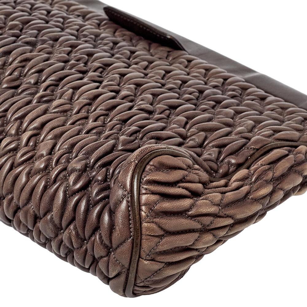 Miu Miu Brown Matelasse Leather Frame Clutch 5