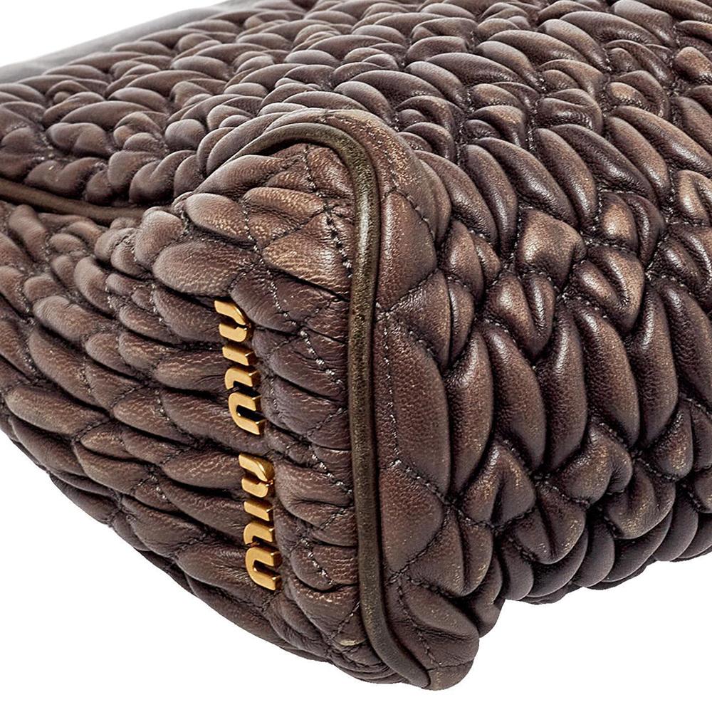 Miu Miu Brown Matelasse Leather Frame Clutch 4