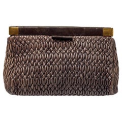 Miu Miu Brown Matelasse Leather Frame Clutch