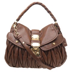 Miu Miu Brown Matelassé Lux Leather Coffer Hobo Used Miu Miu Brown Matelassé Lux Leather Coffer Hobo