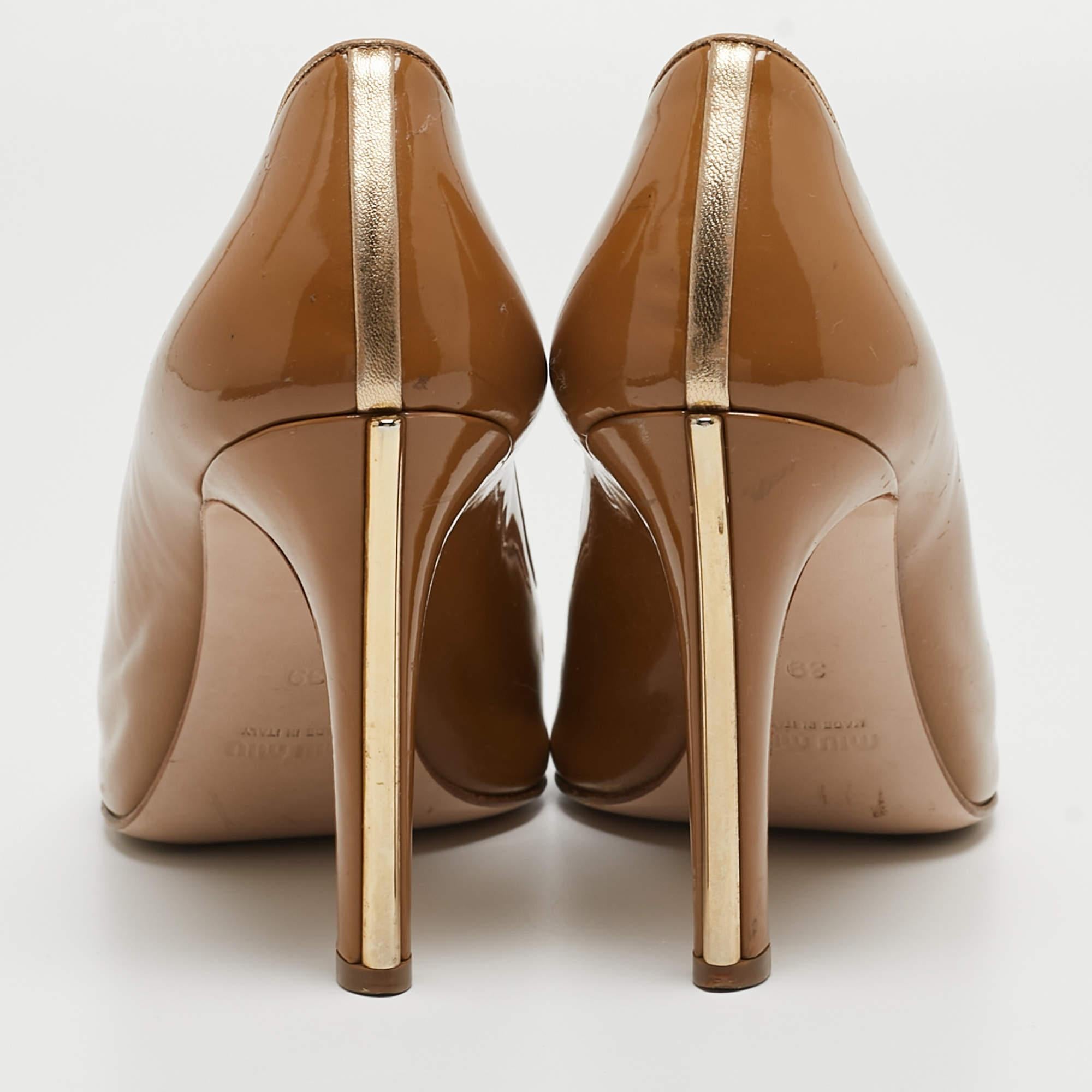 Donna Miu Miu Pumps open toe in pelle marrone taglia 39 in vendita