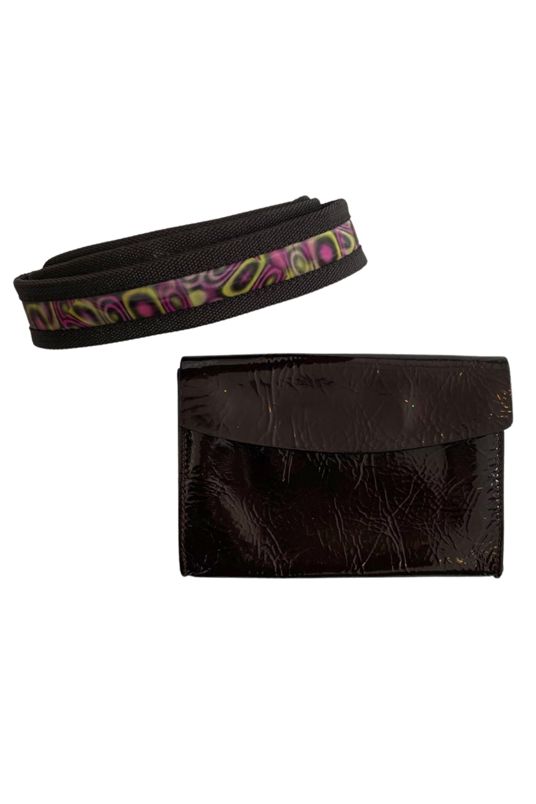 Miu Miu Brown Patent Leather Psychedelic Waist Bag Belt For Sale 1