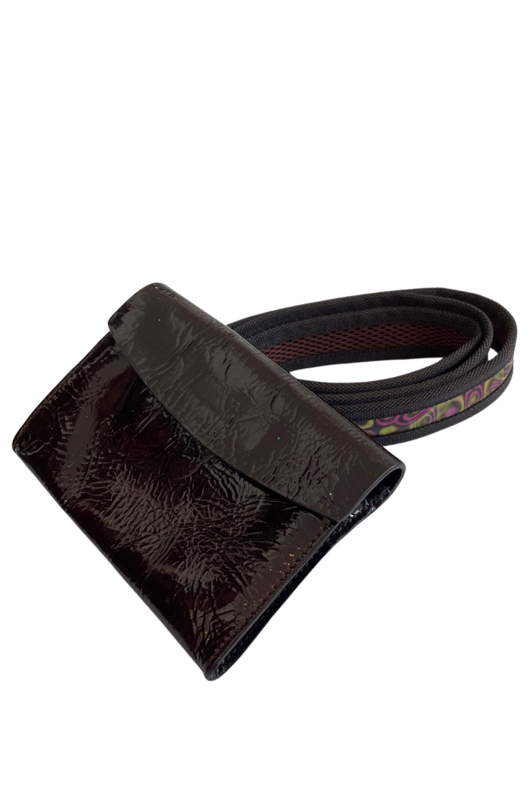 Miu Miu Brown Patent Leather Psychedelic Waist Bag Belt For Sale 2