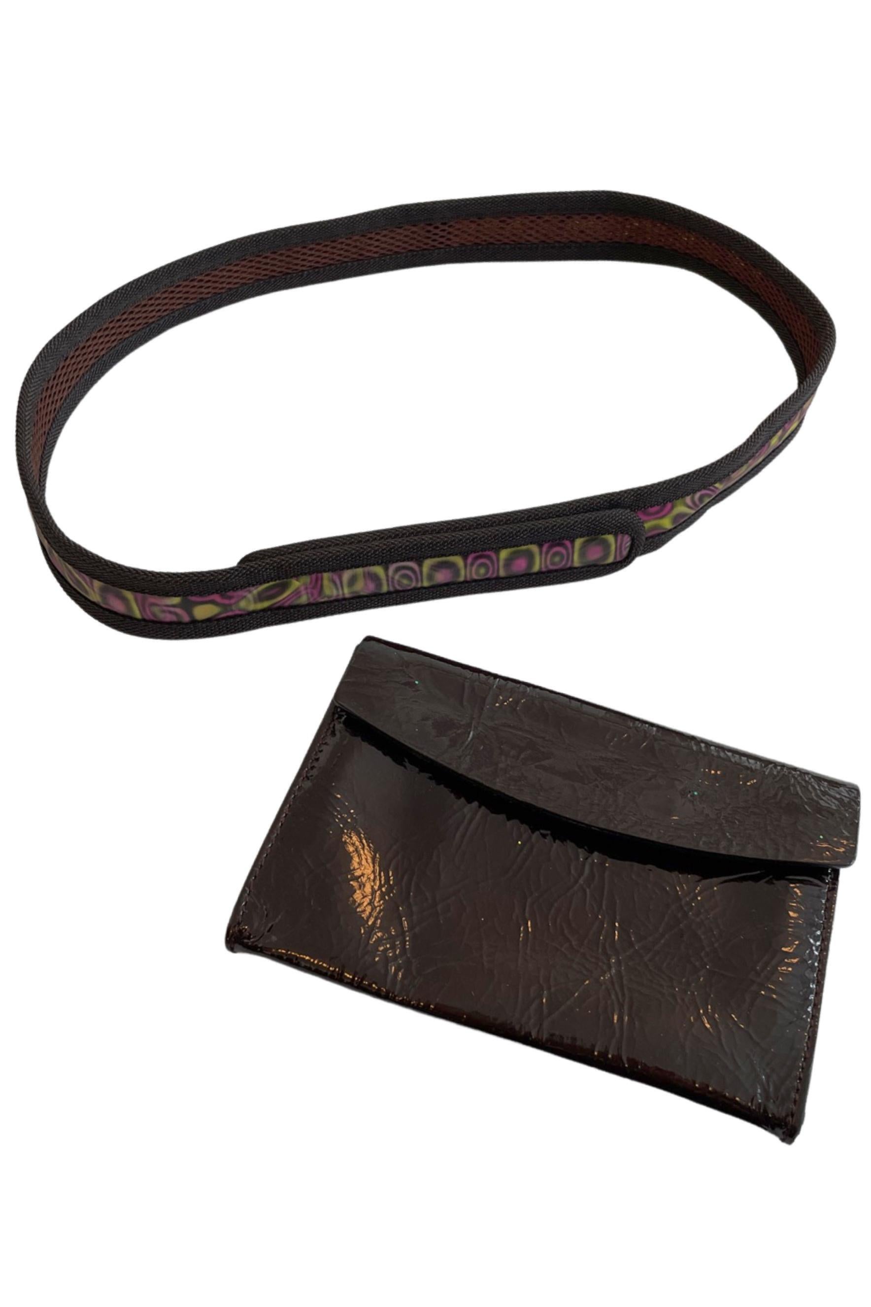 Miu Miu Brown Patent Leather Psychedelic Waist Bag Belt For Sale 3