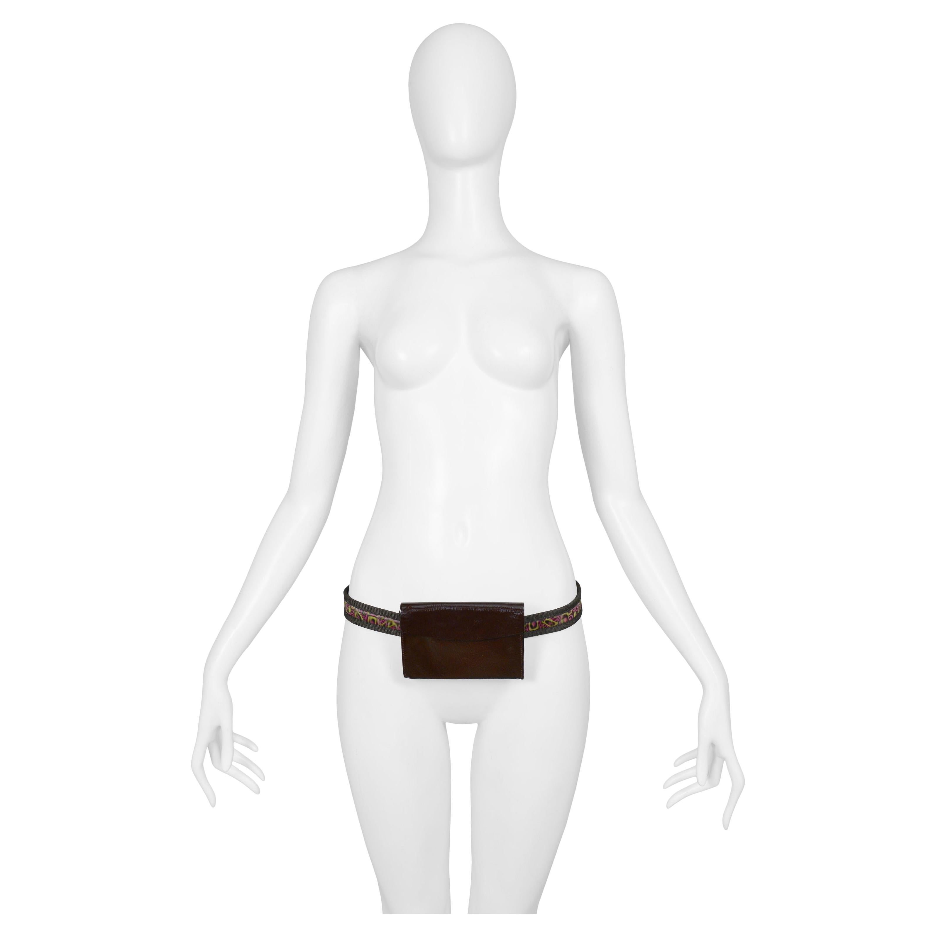 Miu Miu Brown Patent Leather Psychedelic Waist Bag Belt For Sale