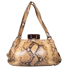 Miu Miu Brown Python Clasp Shoulder Bag