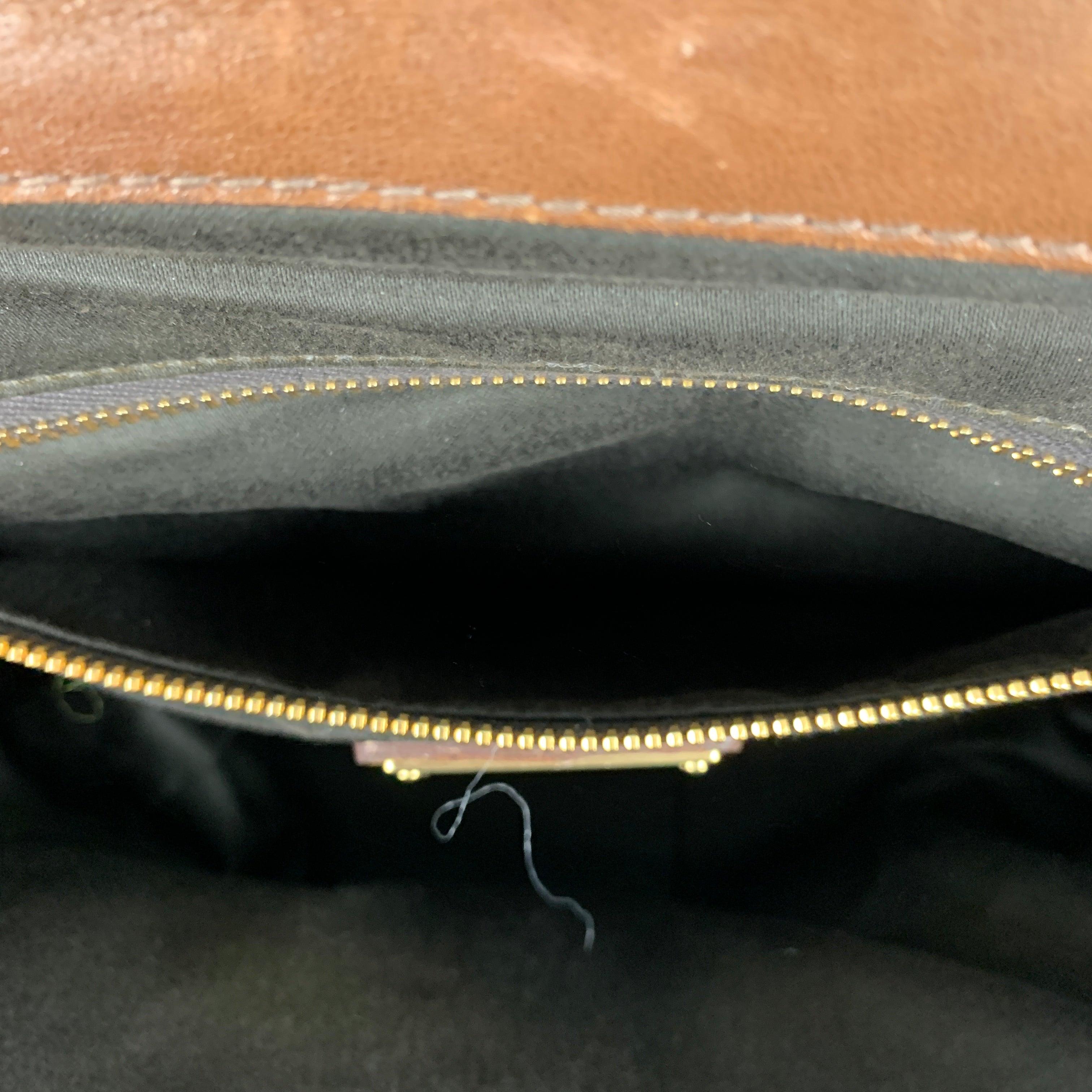 MIU MIU Brown Ruched Leather Top Handles Handbag For Sale 3