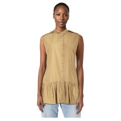 Miu Miu Brown Sleeveless Gathered Hem Blouse Size L