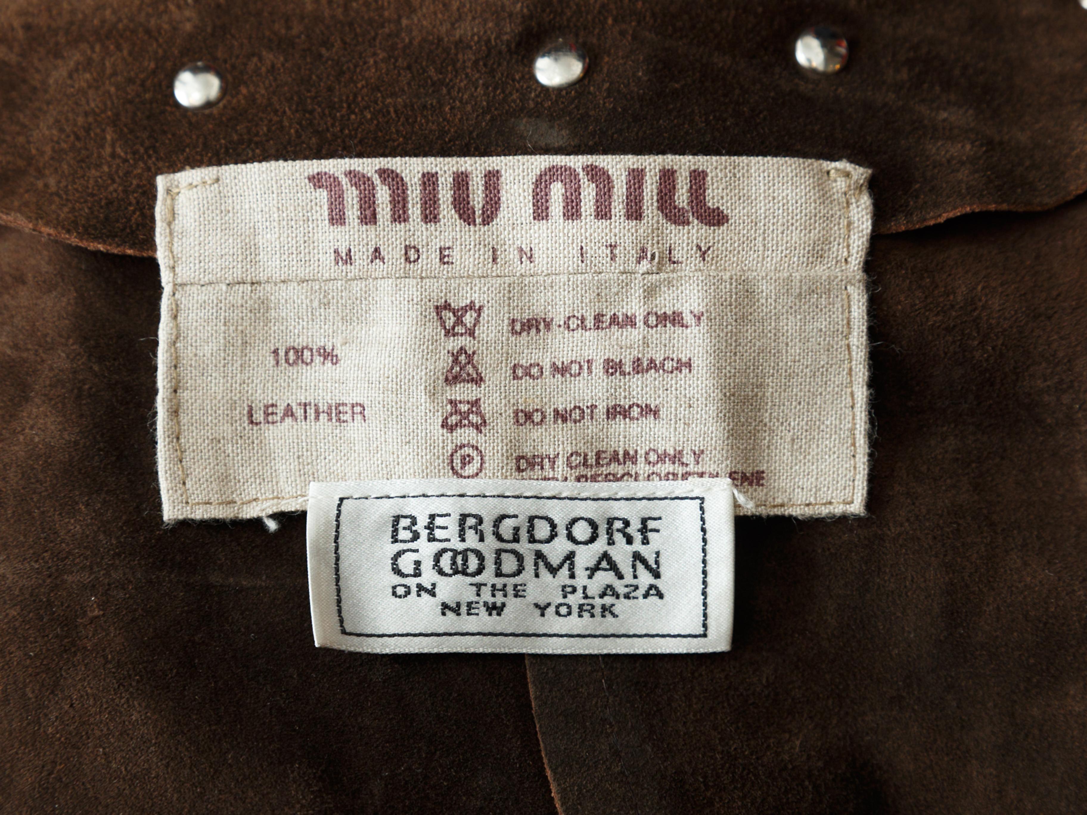 Miu Miu Brown Suede Embellished Vest In Good Condition In New York, NY