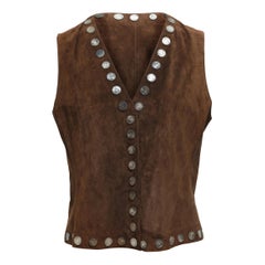 Miu Miu Brown Suede Embellished Vest