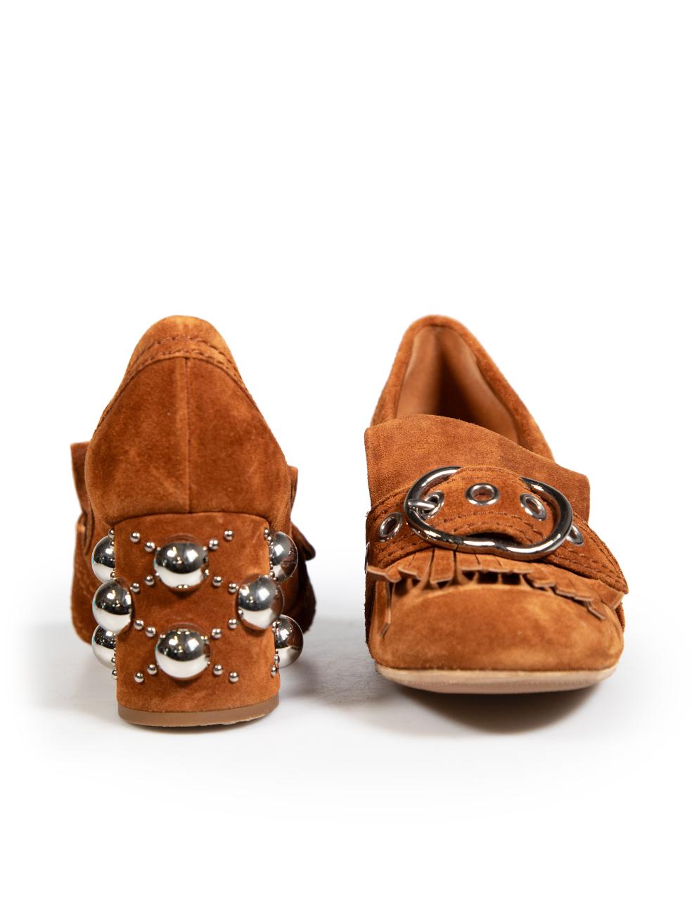 Miu Miu Brown Suede Fringed Pumps Size IT 36 In Good Condition In London, GB