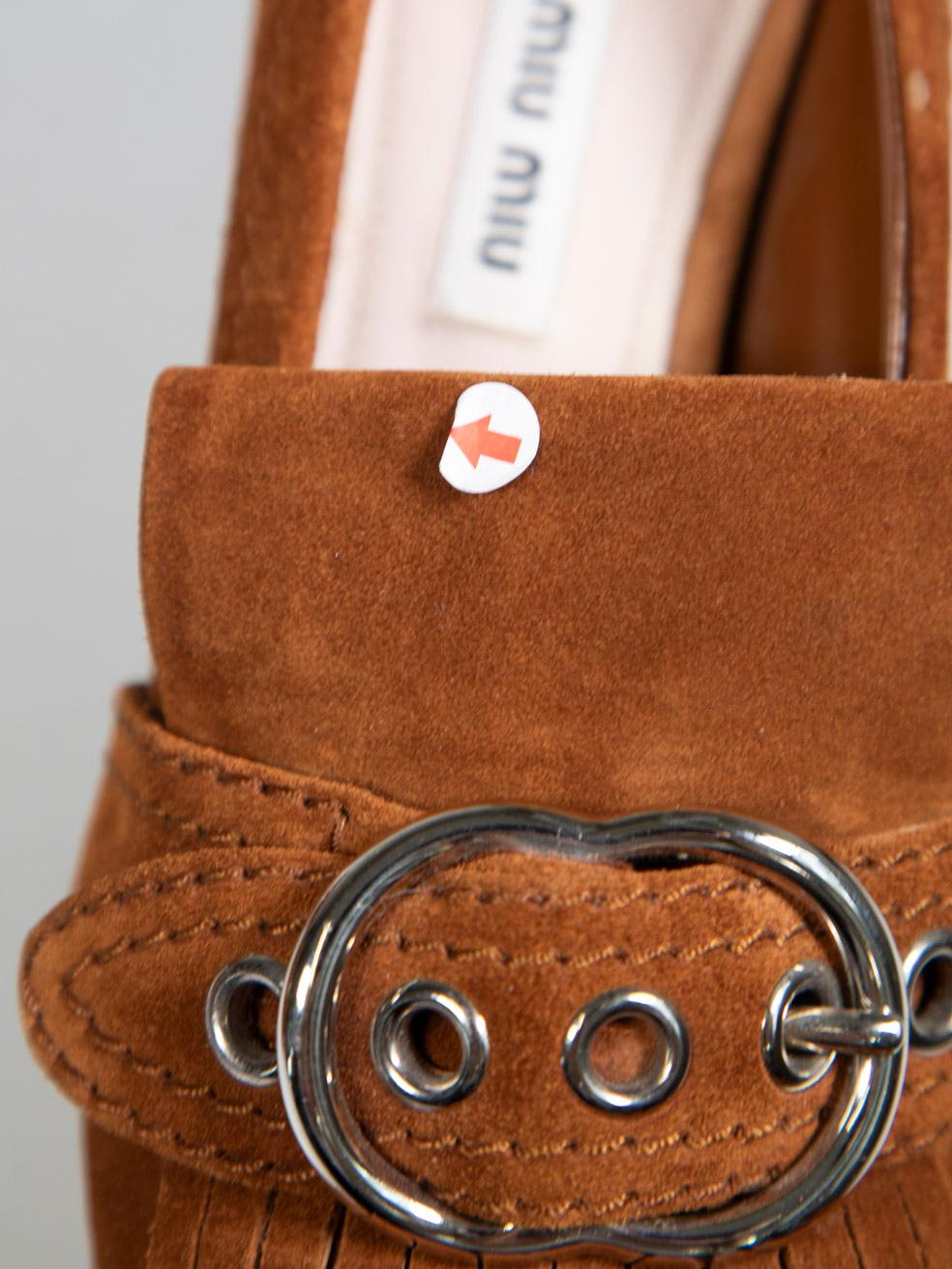 Miu Miu Brown Suede Fringed Pumps Size IT 36 4