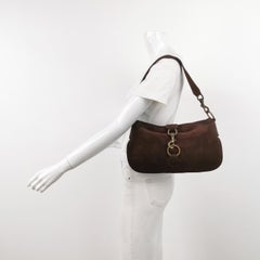 Miu Miu Brown Suede Leather Shoulder Bag Snap Hook