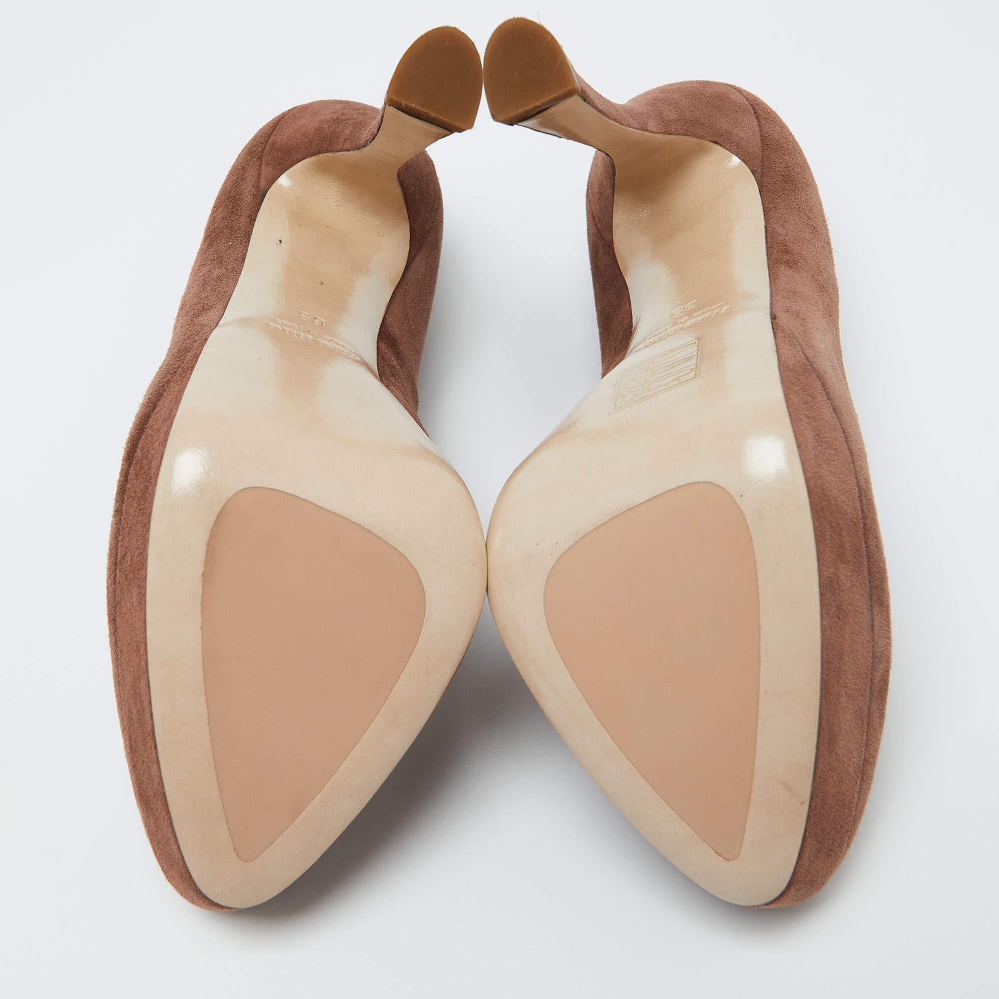 Miu Miu - Escarpins à plateforme en daim Brown - Taille 35 en vente 1