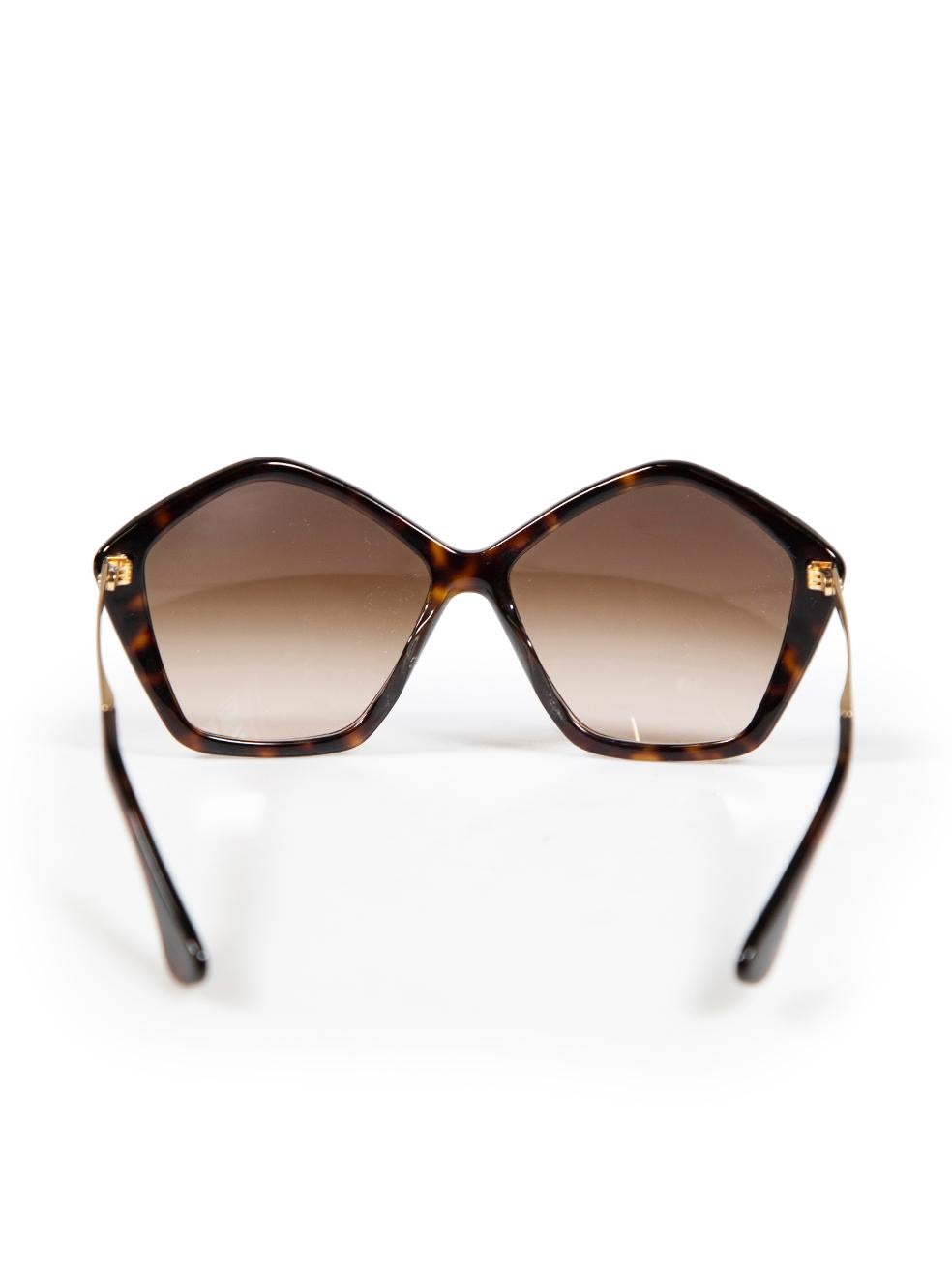 Miu Miu Brown Tortoiseshell Pentagon Frame Tinted Sunglasses In Good Condition For Sale In London, GB