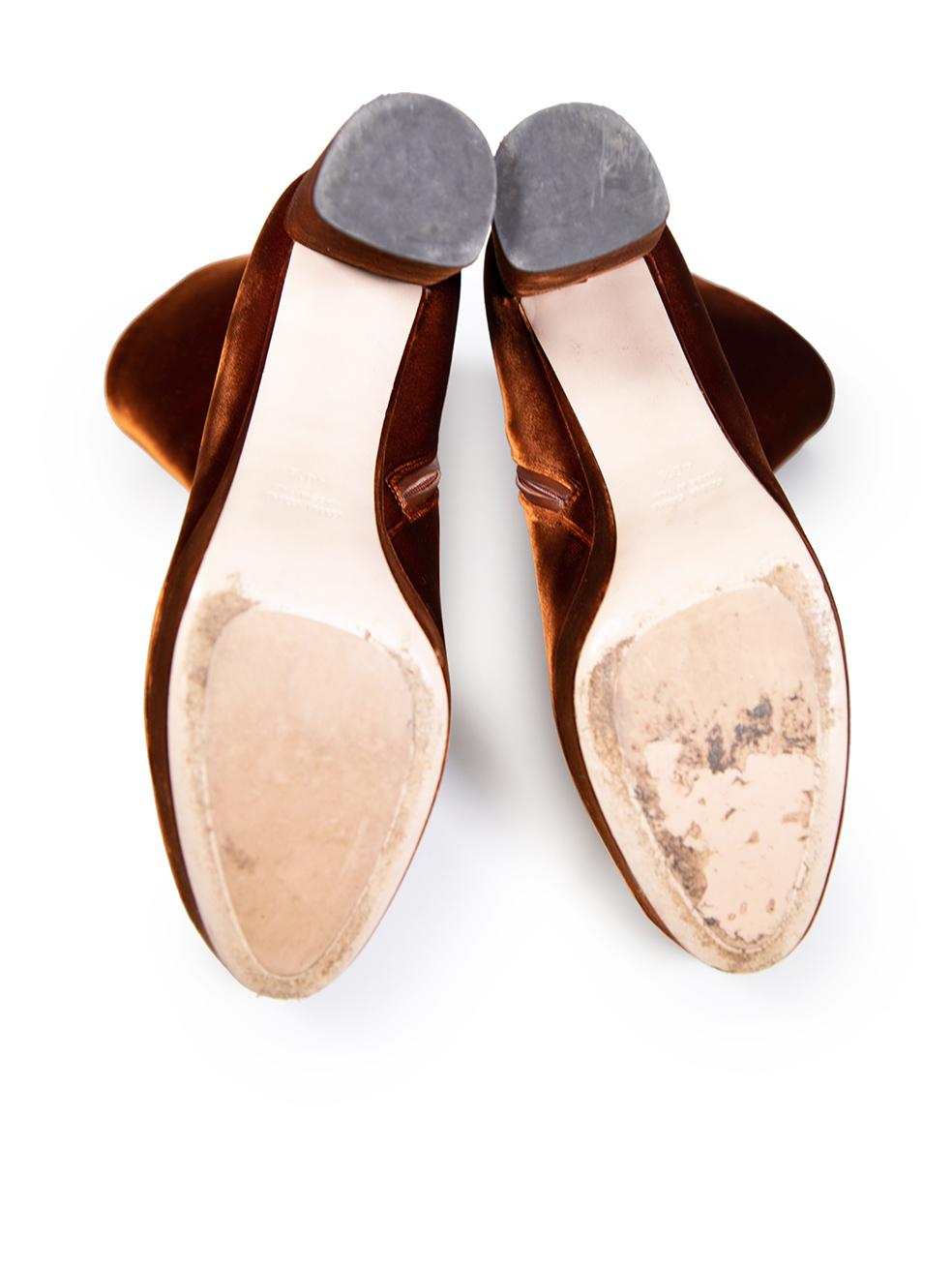 Women's Miu Miu Brown Velvet Ankle Platform Boots Size IT 40.5 For Sale
