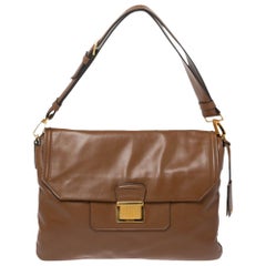 Miu Miu Brown Vitello Soft Leather Flap Shoulder Bag