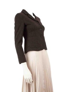 Miu Miu Brown Wool Plaid Blazer Size XS