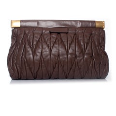 Miu Miu, Brown wrinkled leather clutch
