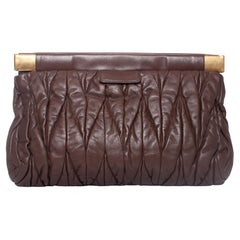 Miu Miu, Brown wrinkled leather clutch