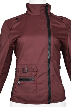 Miu Miu Burgundy Asymmetrical Zipper Jacket