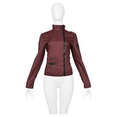 Miu Miu Burgundy Asymmetrical Zipper Jacket