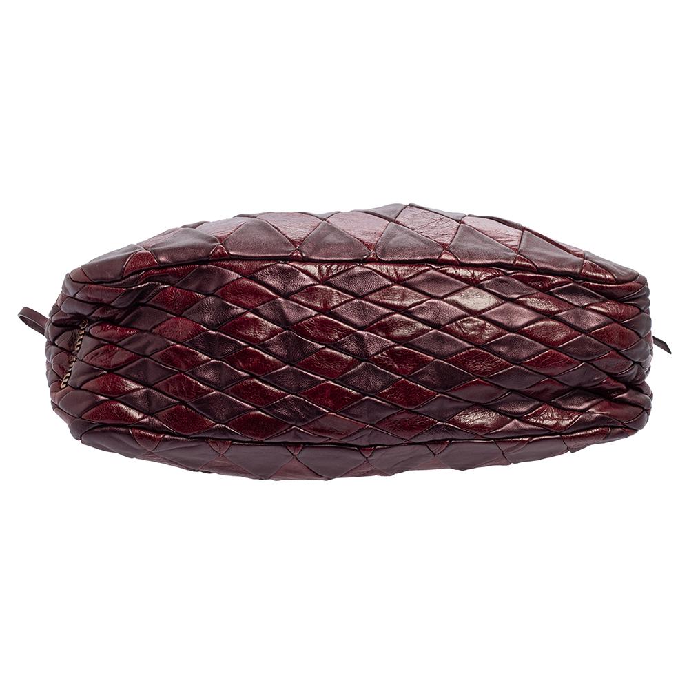 Women's Miu Miu Burgundy Diamond Quilt Leather Shoulder Bag