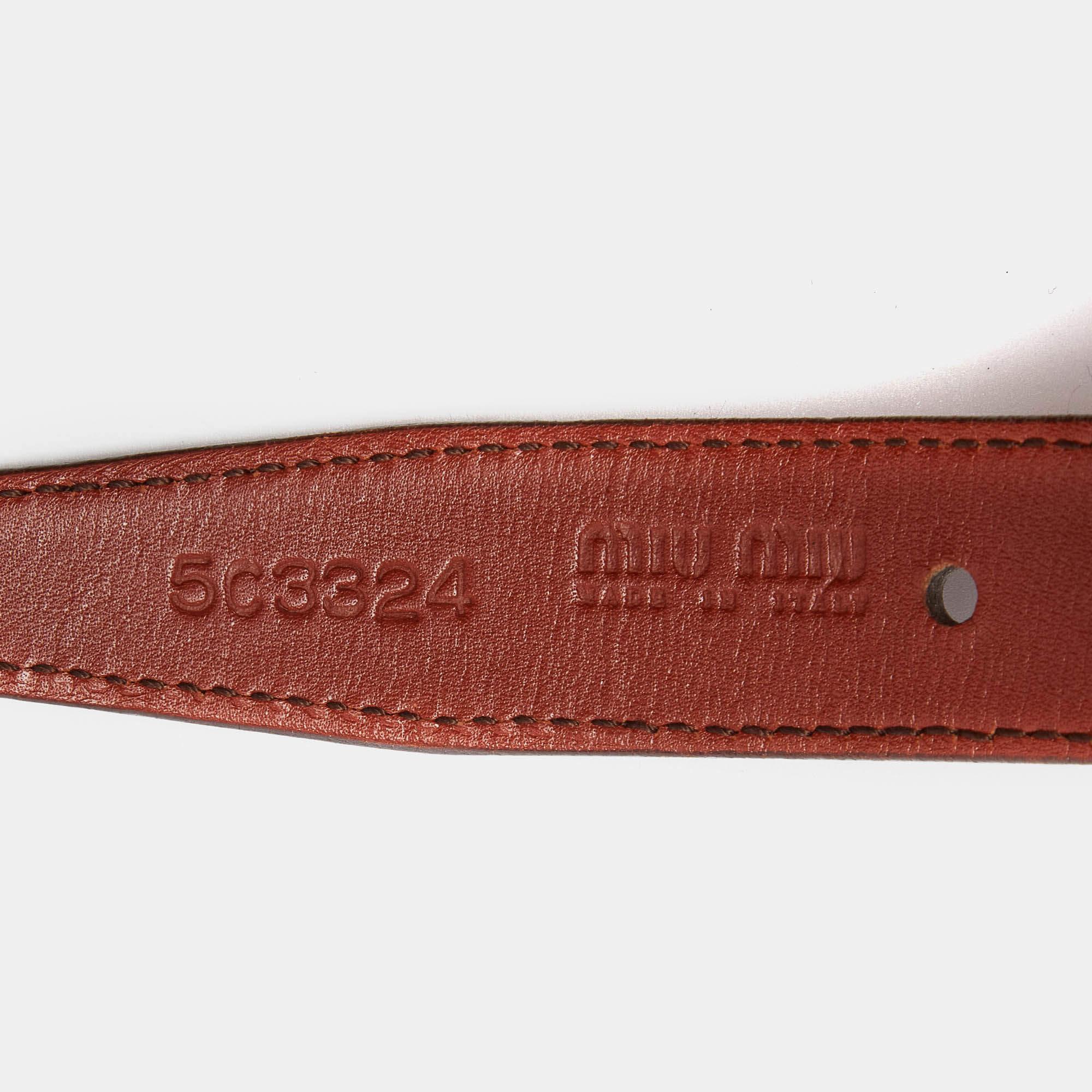 De las mujeres Miu Miu Cinturón de piel burdeos con hebilla de eslabones 80CM