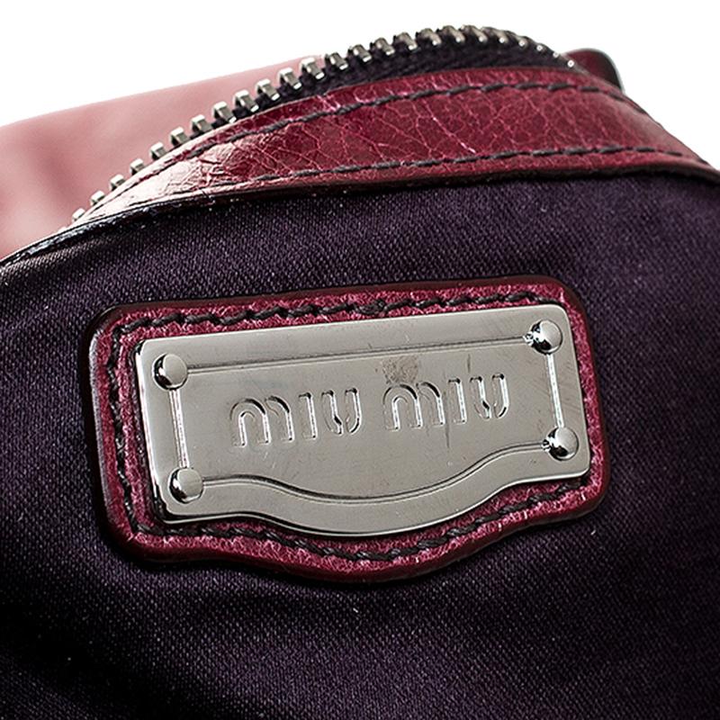 Brown Miu Miu Burgundy Leather Front Pocket Hobo