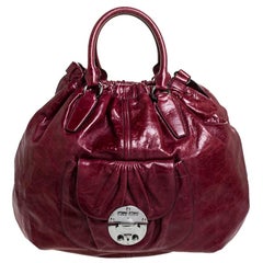 Miu Miu Burgundy Leather Front Pocket Hobo