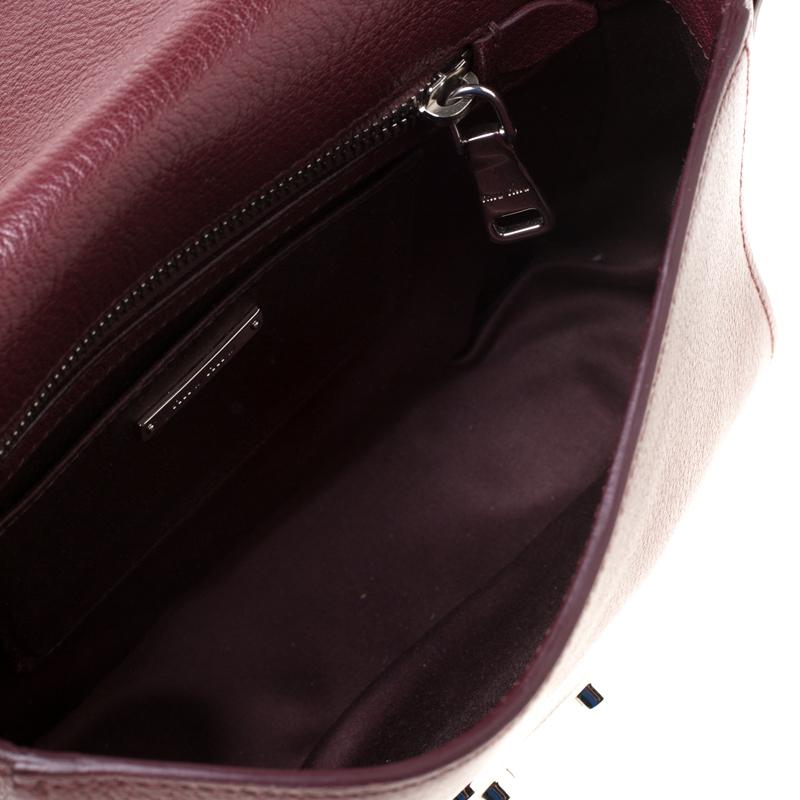 Miu Miu Burgundy Leather Madras Crossbody Bag In Good Condition In Dubai, Al Qouz 2