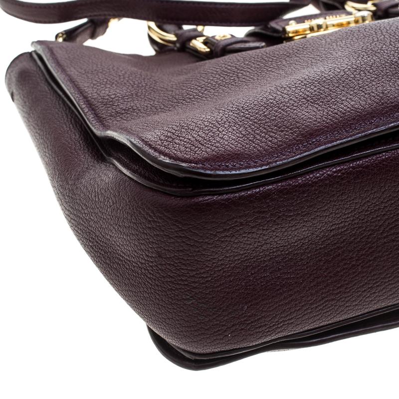 Miu Miu Burgundy Leather Madras Executive Tote 2